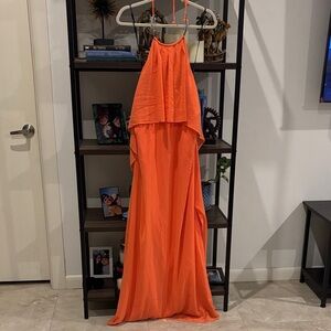Vince Camuto Vibrant Orange Backless Dress Wedding Special Occasion